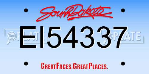 EI54337 South Dakota License Plate
