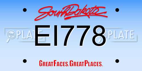 EI778 South Dakota License Plate