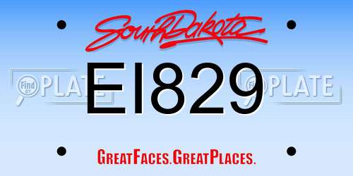EI829 South Dakota License Plate