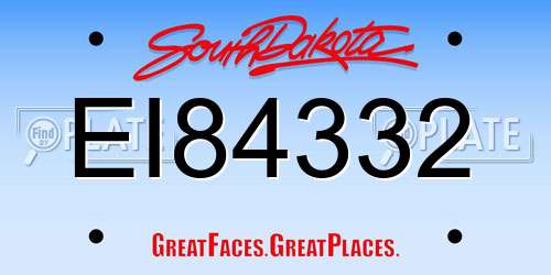EI84332 South Dakota License Plate