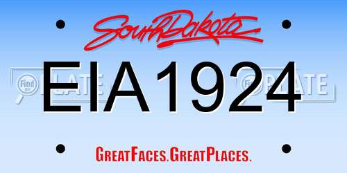 EIA1924 South Dakota License Plate
