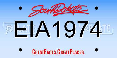 EIA1974 South Dakota License Plate