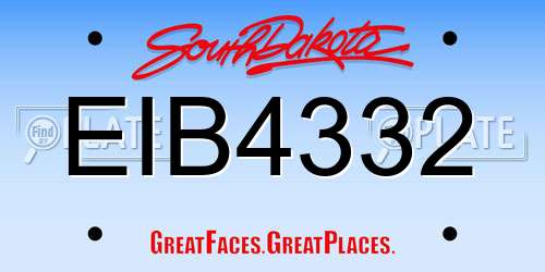 EIB4332 South Dakota License Plate