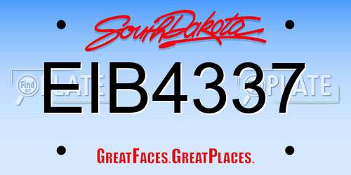 EIB4337 South Dakota License Plate