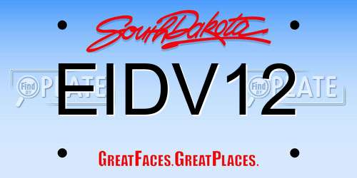EIDV12 South Dakota License Plate