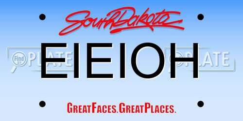 EIEIOH South Dakota License Plate