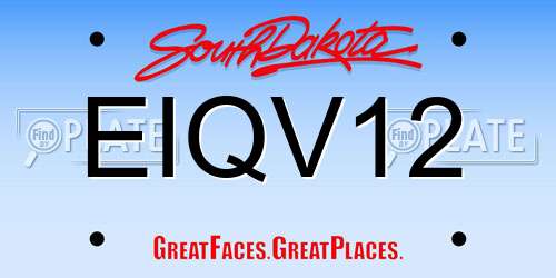 EIQV12 South Dakota License Plate