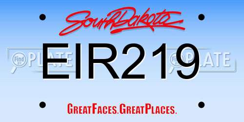 EIR219 South Dakota License Plate