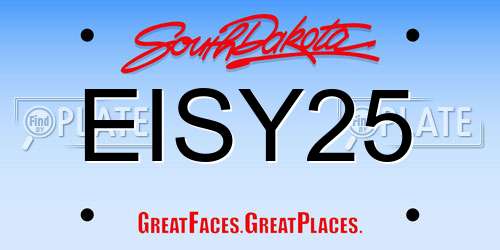 EISY25 South Dakota License Plate