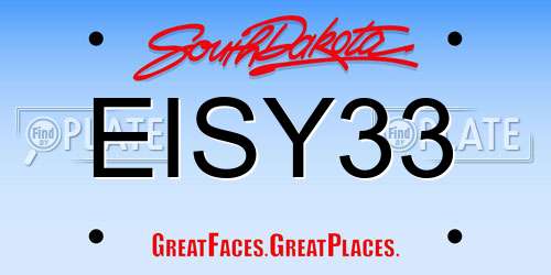 EISY33 South Dakota License Plate
