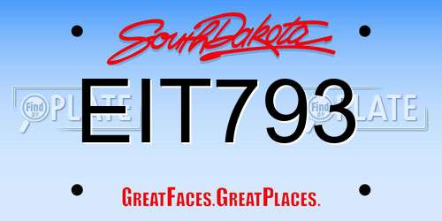 EIT793 South Dakota License Plate