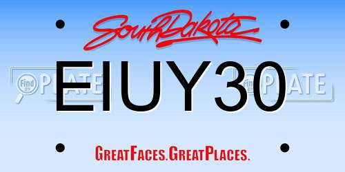 EIUY30 South Dakota License Plate
