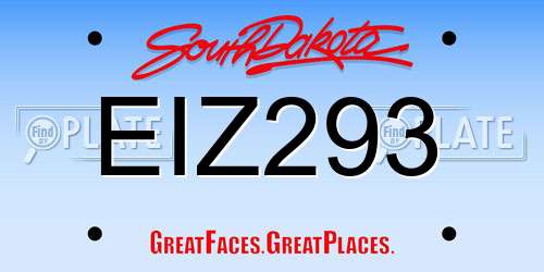EIZ293 South Dakota License Plate