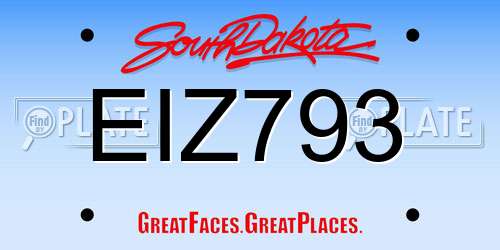 EIZ793 South Dakota License Plate