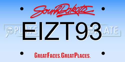 EIZT93 South Dakota License Plate