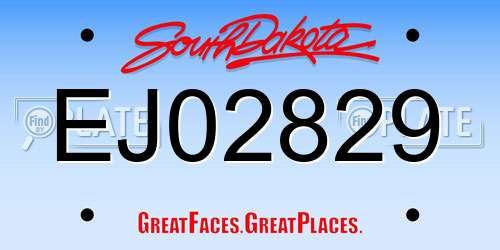 EJ02829 South Dakota License Plate