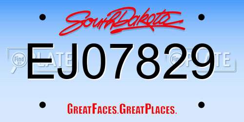 EJ07829 South Dakota License Plate