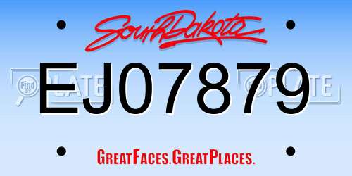 EJ07879 South Dakota License Plate