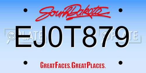 EJ0T879 South Dakota License Plate