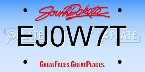 EJ0W7T South Dakota License Plate