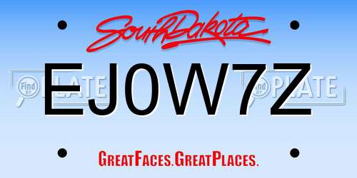 EJ0W7Z South Dakota License Plate