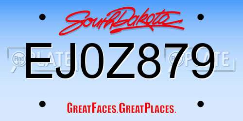 EJ0Z879 South Dakota License Plate