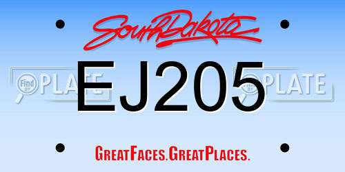 EJ205 South Dakota License Plate