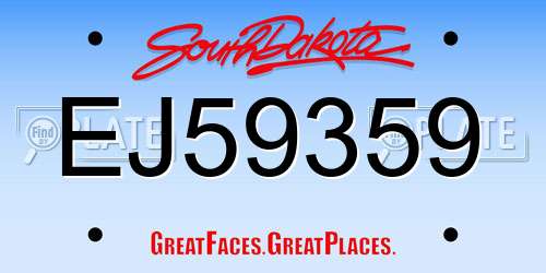 EJ59359 South Dakota License Plate