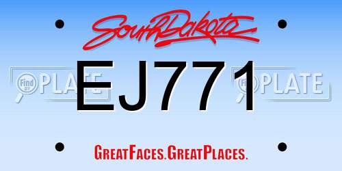 EJ771 South Dakota License Plate