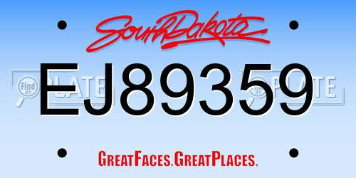 EJ89359 South Dakota License Plate