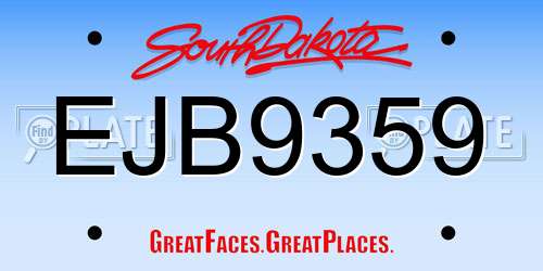 EJB9359 South Dakota License Plate