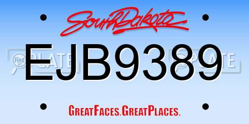 EJB9389 South Dakota License Plate