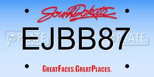 EJBB87 South Dakota License Plate