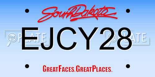 EJCY28 South Dakota License Plate