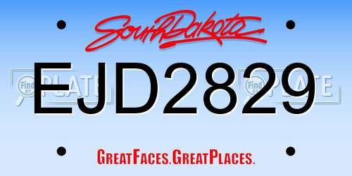 EJD2829 South Dakota License Plate
