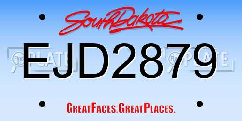 EJD2879 South Dakota License Plate
