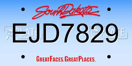 EJD7829 South Dakota License Plate