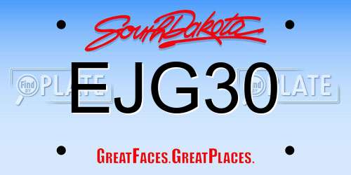 EJG30 South Dakota License Plate