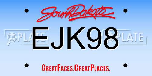 EJK98 South Dakota License Plate