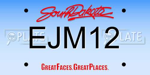 EJM12 South Dakota License Plate
