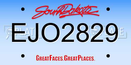 EJO2829 South Dakota License Plate