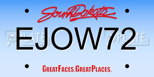 EJOW72 South Dakota License Plate