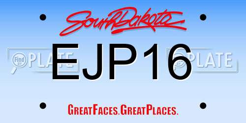 EJP16 South Dakota License Plate