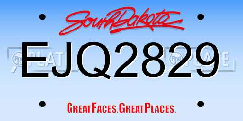 EJQ2829 South Dakota License Plate