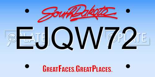 EJQW72 South Dakota License Plate