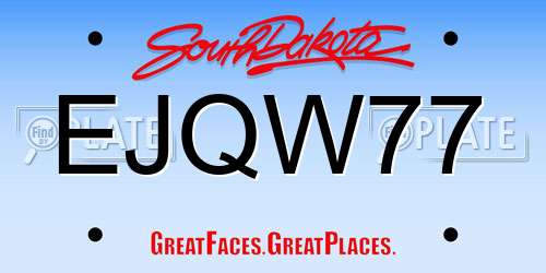 EJQW77 South Dakota License Plate