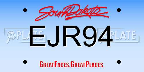 EJR94 South Dakota License Plate