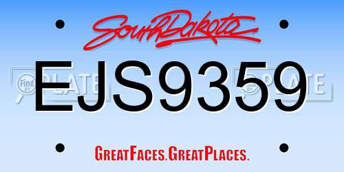 EJS9359 South Dakota License Plate