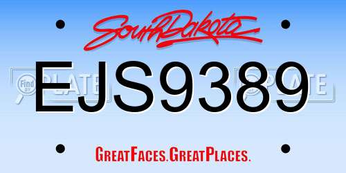 EJS9389 South Dakota License Plate