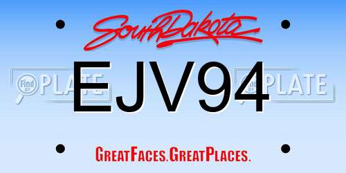 EJV94 South Dakota License Plate